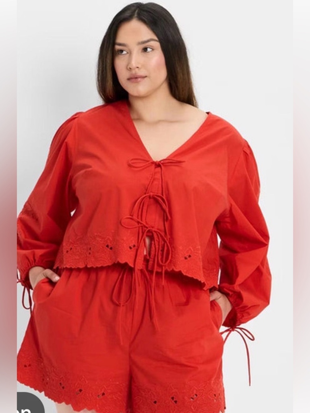Future collective Red Eyelet Tie-Front Top only XXL woman plus size NWT